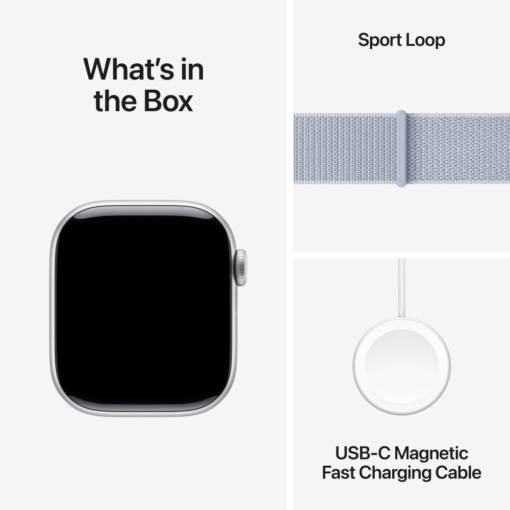 Apple Watch S10 GPS 42mm Silver Alu Case with Blue Cloud Sport Loop T4