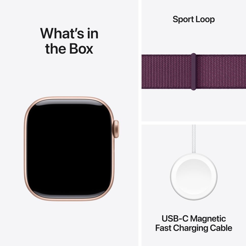 Apple Watch S10 GPS 42mm Rose Gold Alu Case with Plum Sport Loop T4