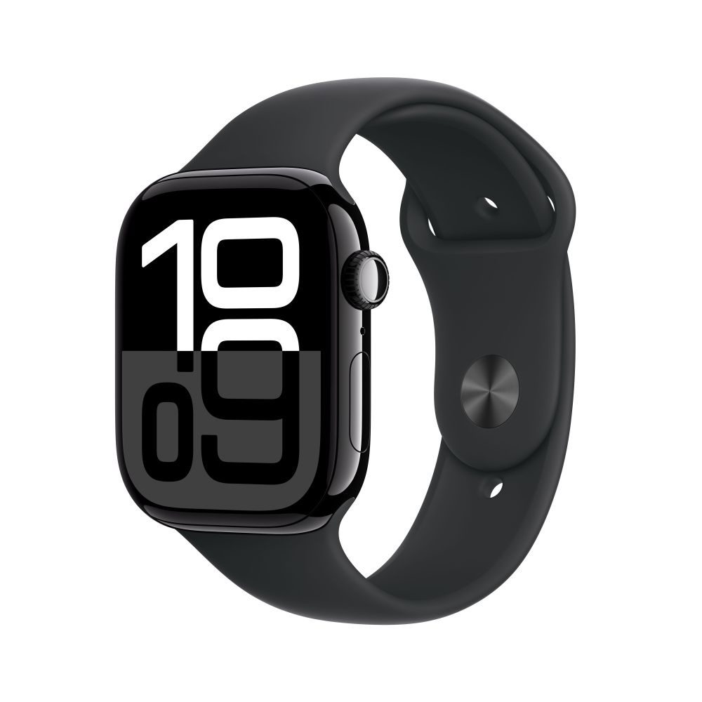 Apple Watch S10 GPS 46mm Jet Black Alu Case with Black Sport Band S/M T1