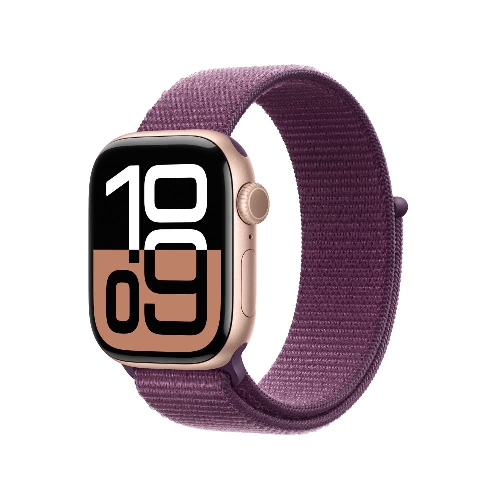 Apple Watch S10 GPS 42mm Rose Gold Alu Case with Plum Sport Loop