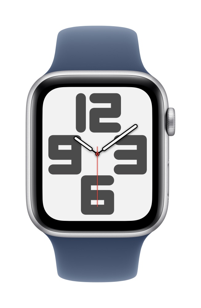 Apple Watch SE2 v3 GPS 44mm Silver Alu Case with Denim Sport Band M/L T2