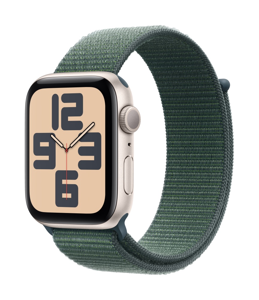 Apple Watch SE2 v3 GPS 44mm Starlight Alu Case with Lake Green Sport Loop