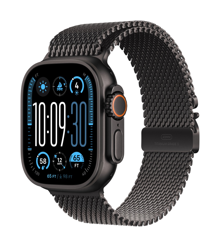 Apple Watch Ultra2 v2 Cellular 49mm Black Titanium Case with Black Titanium Milanese Loop S T1