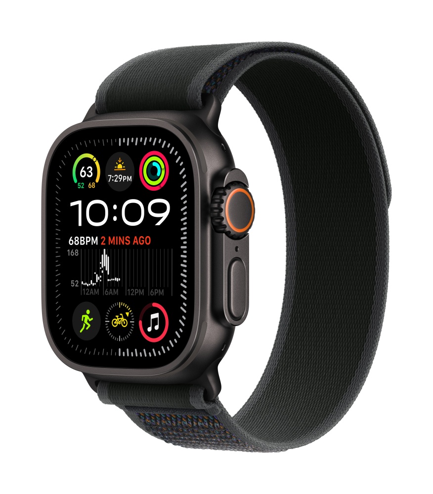 Apple Watch Ultra2 v2 Cellular 49mm Black Titanium Case with Black Trail Loop S/M