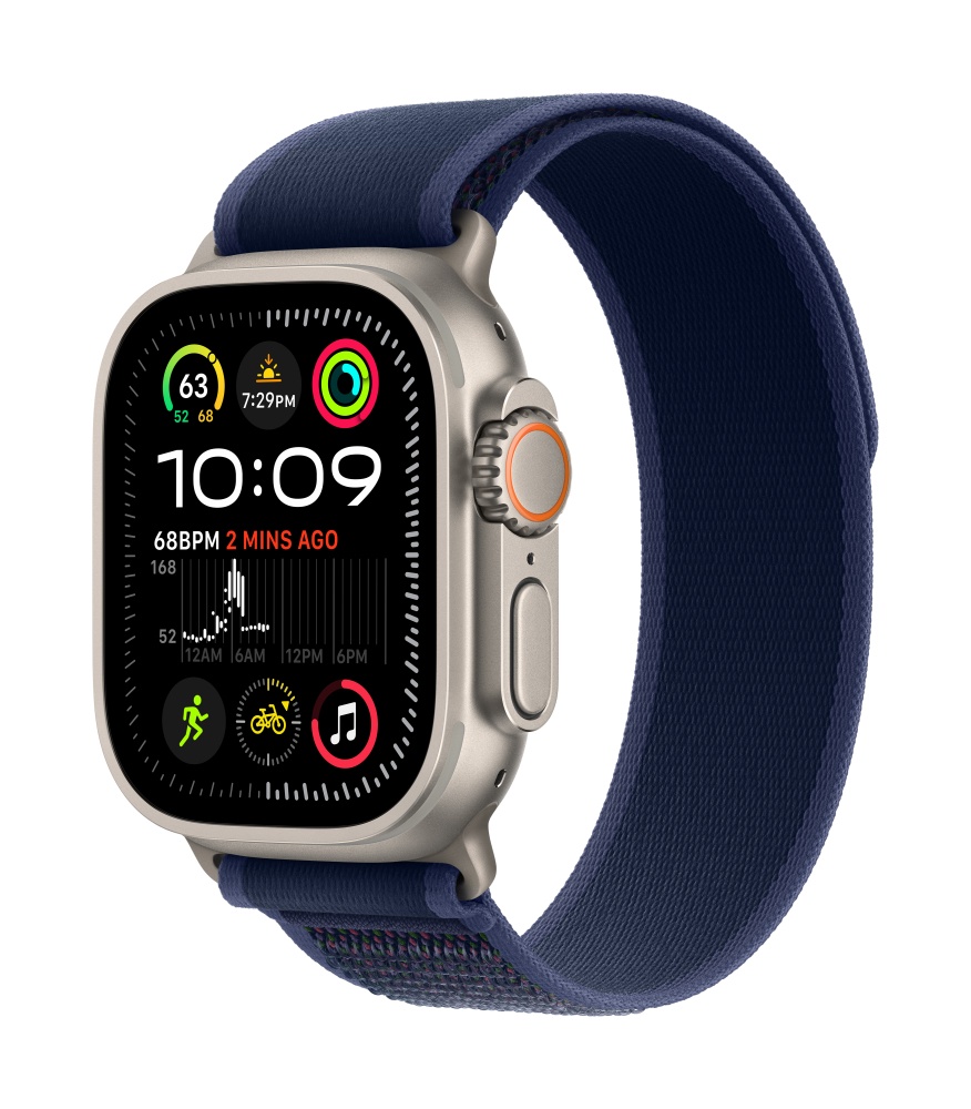 Apple Watch Ultra2 v2 Cellular 49mm Natural Titanium Case with Blue Trail Loop M/L