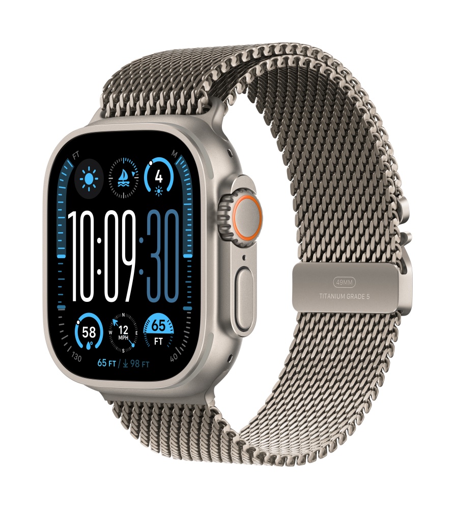 Apple Watch Ultra2 v2 Cellular 49mm Natural Titanium Case with Natural Titanium Milanese Loop M