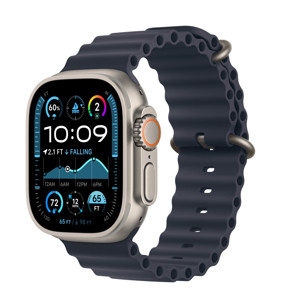 Apple Watch Ultra2 v2 Cellular 49mm Natural Titanium Case with Navy Ocean Band