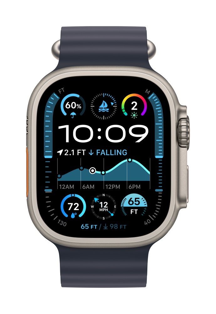 Apple Watch Ultra2 v2 Cellular 49mm Natural Titanium Case with Navy Ocean Band T2