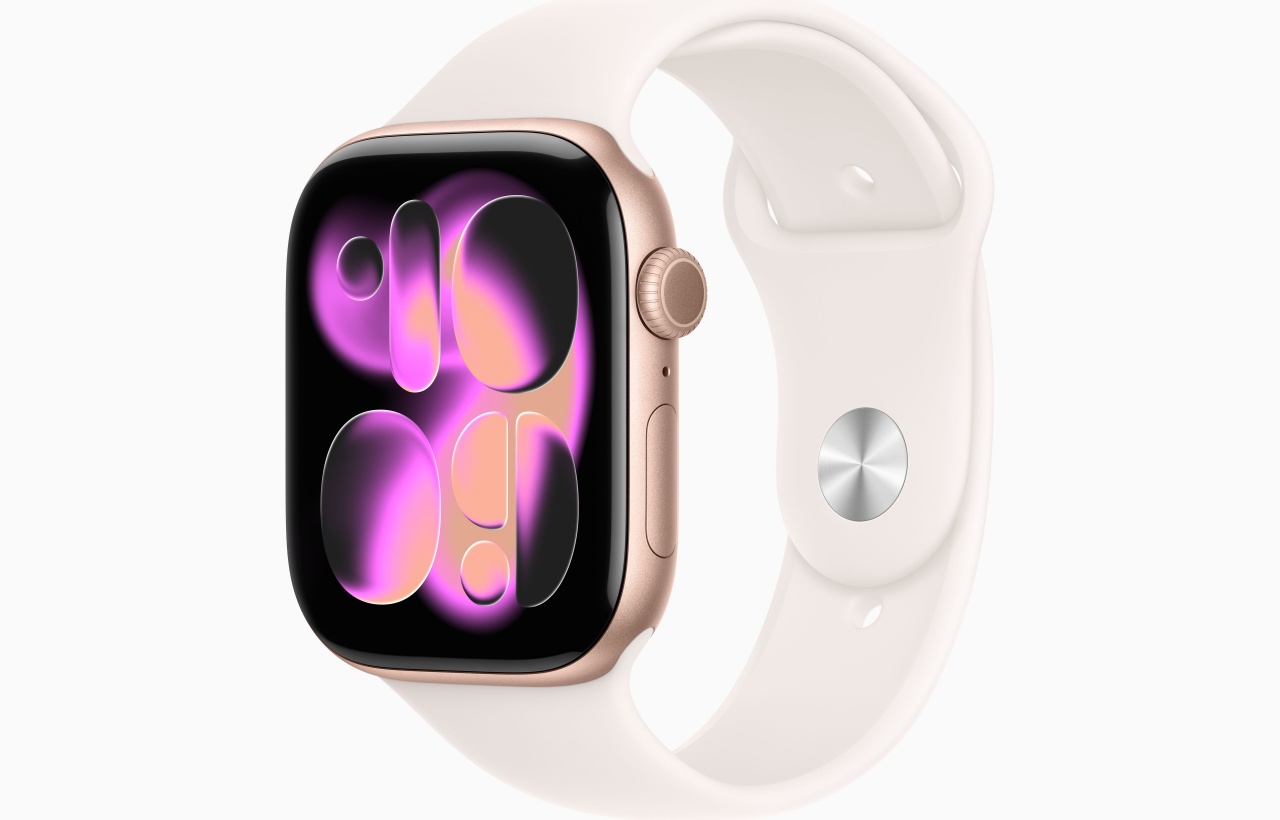 Apple Watch Series 11 GPS + Cellular 46mm Silver Aluminium Case with Purple Fog Sport Band