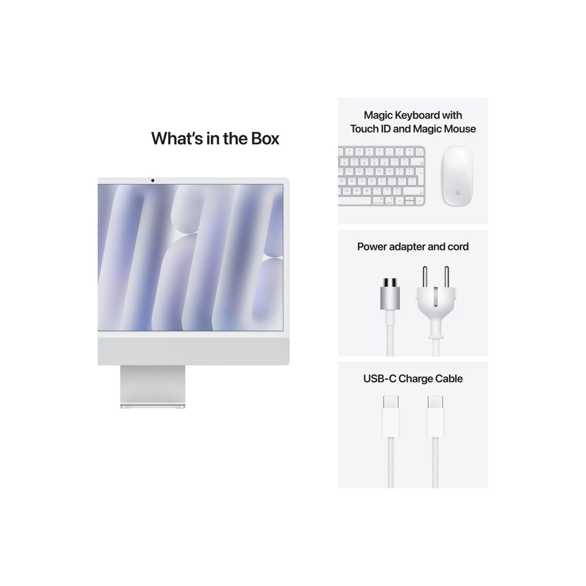 iMac 24-inch, 4.5K Retina display, Apple M4 8C CPU/8C GPU/16GB/256GB SSD - Silver T4